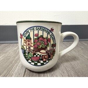 International Tableworks Coffee Mug Stoneware “Enjoy The Gardening Season” VNTG